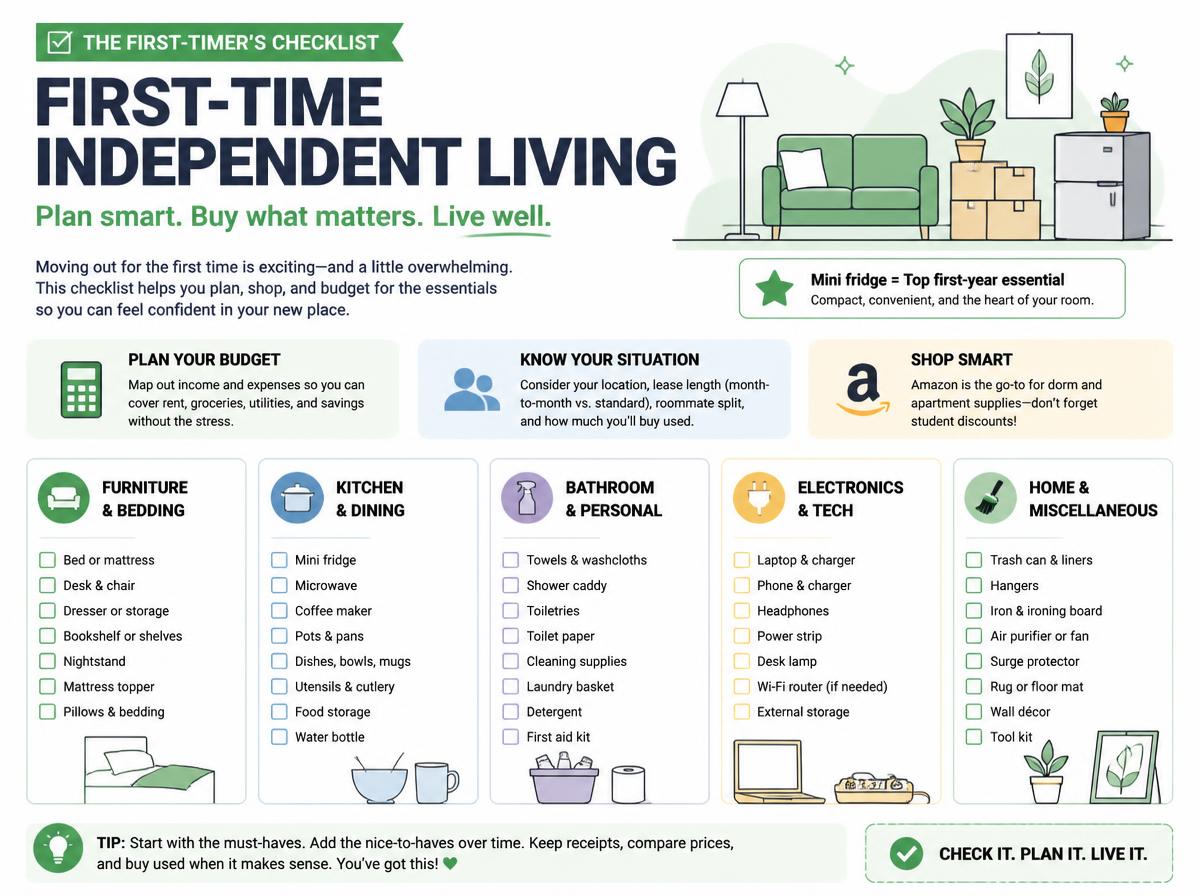 Checklist infographic: How Much Does It Cost to Furnish a Dorm Room?: (intro/hero area)